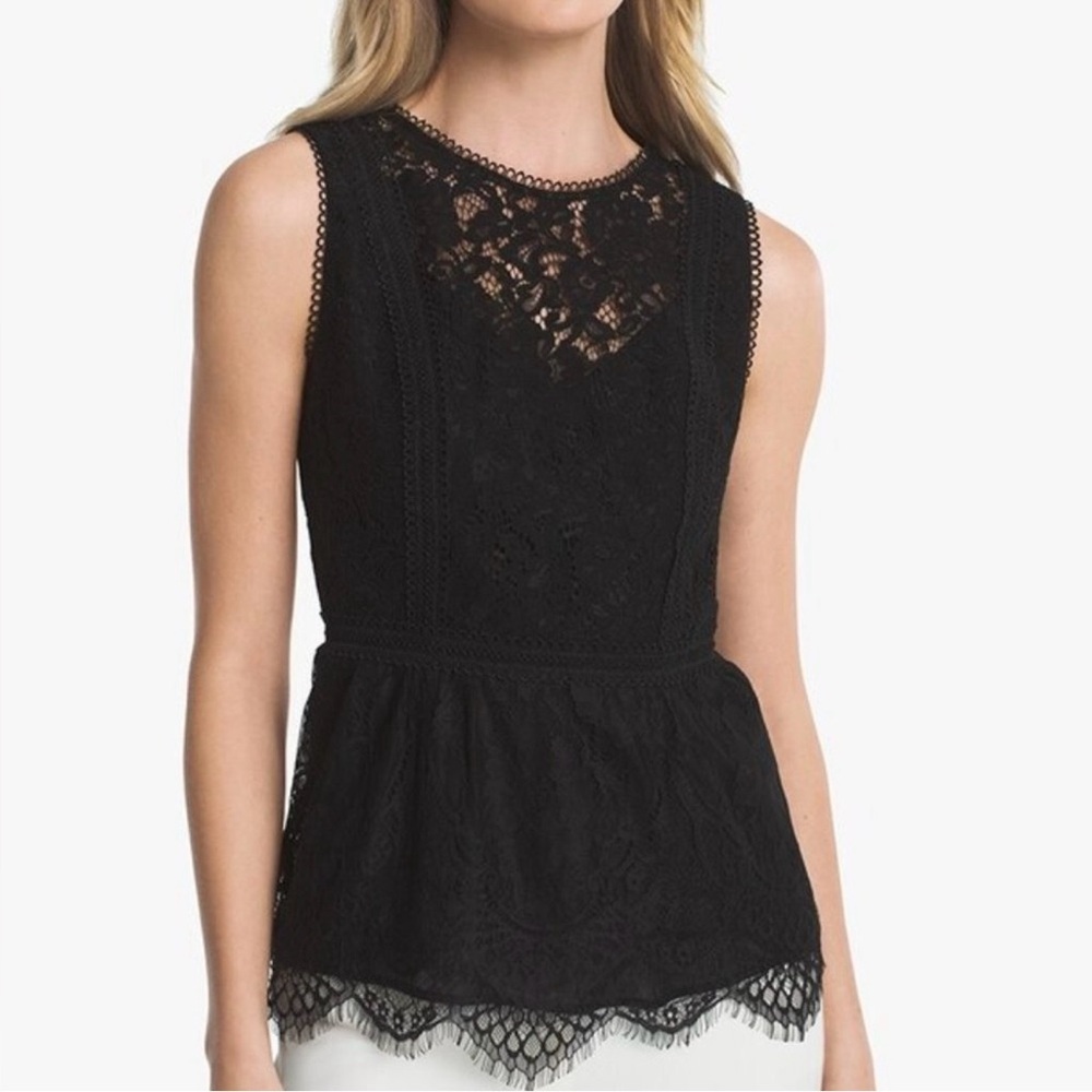 White House Black Market NWOT Black Lace Lined Tailored Sleeveless Top Size 4